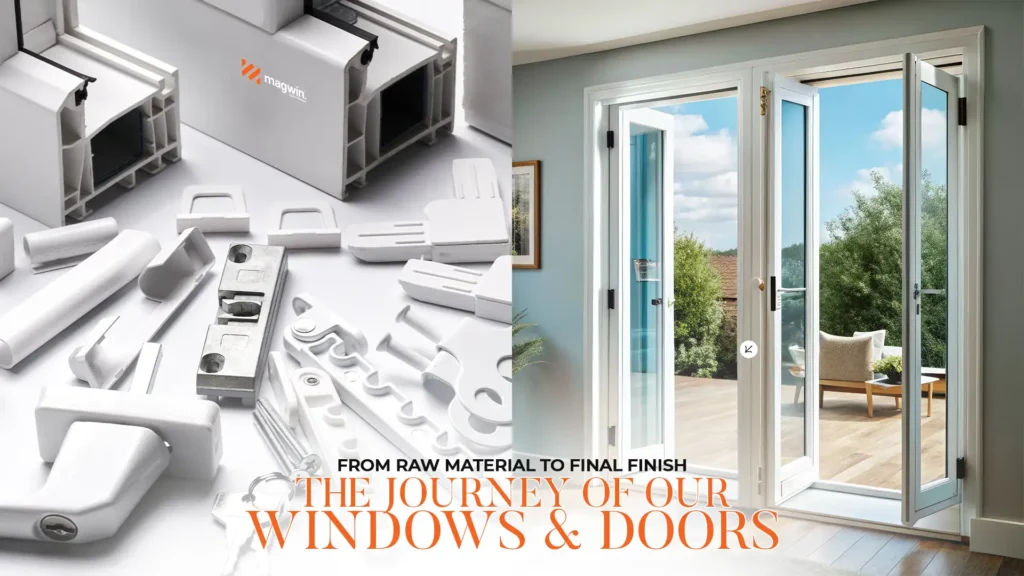 Magwin's premium uPVC windows and door components – Best windows and doors manufacturer in Uttarakhand, showcasing quality from raw materials to final finish.