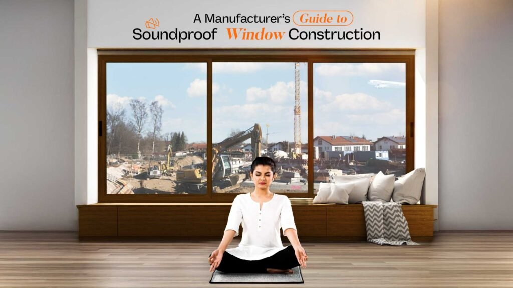 Woman meditating near soundproof window by the best uPVC window manufacturer in Uttarakhand