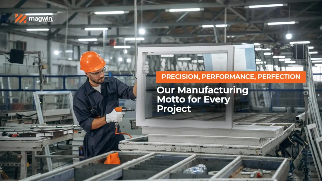 Factory worker assembling uPVC window frame at Magwin, the Best uPVC Window Manufacturer In Uttarakhand