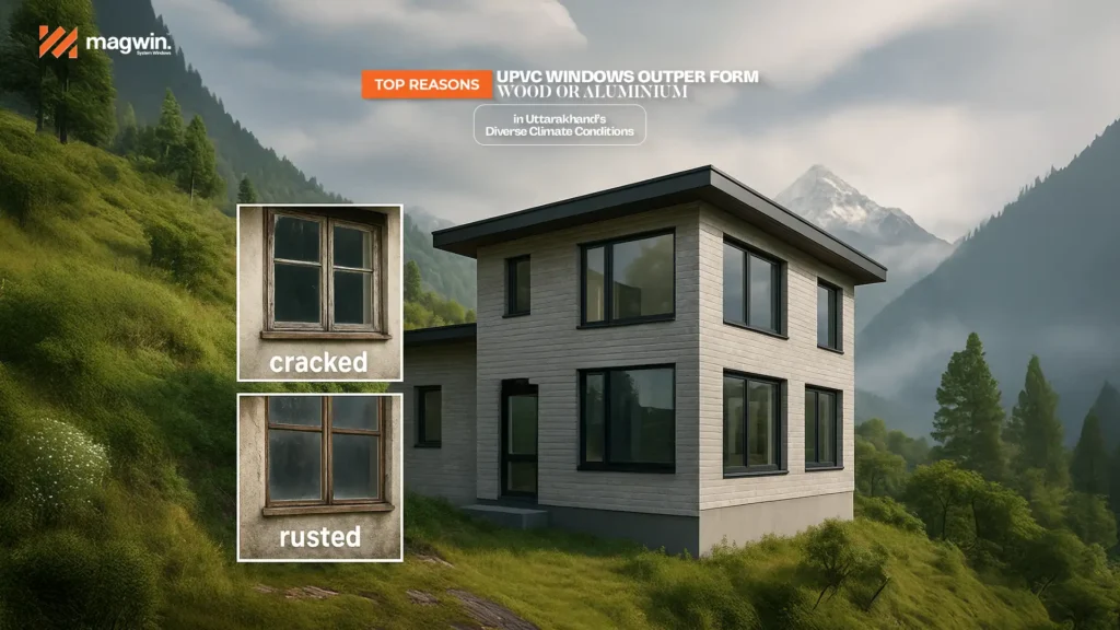 Durable uPVC Windows in Uttarakhand homes resisting cracks, rust, and harsh climate conditions better than wood or aluminium