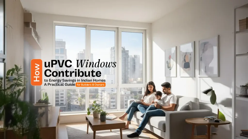 A family enjoying natural light in their home fitted with Magwin’s energy saving uPVC windows in India.