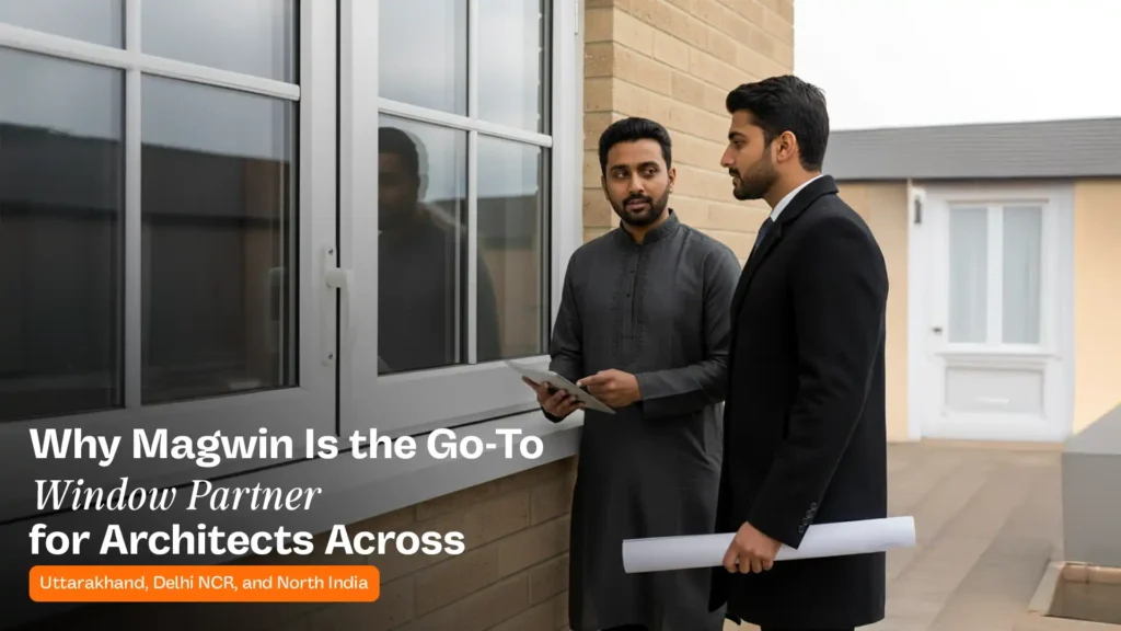 Architects discussing window design options with Magwin, a leading window manufacturer for architects in India