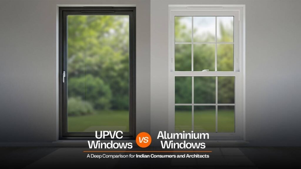Comparison of uPVC vs Aluminium Windows India showcasing design, durability, and performance differences