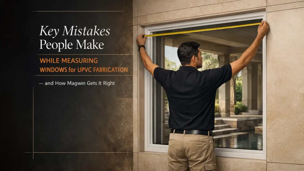 uPVC window measurement tips India showing correct width and height measurement before uPVC window fabrication