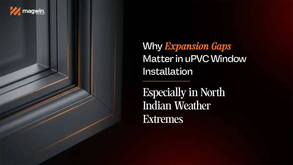 uPVC window installation gap India showing essential expansion spacing for Indian weather conditions