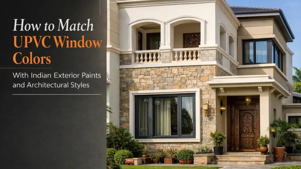 Modern Indian villa exterior demonstrating how uPVC Window Color Options India complement exterior wall paints and architectural styles