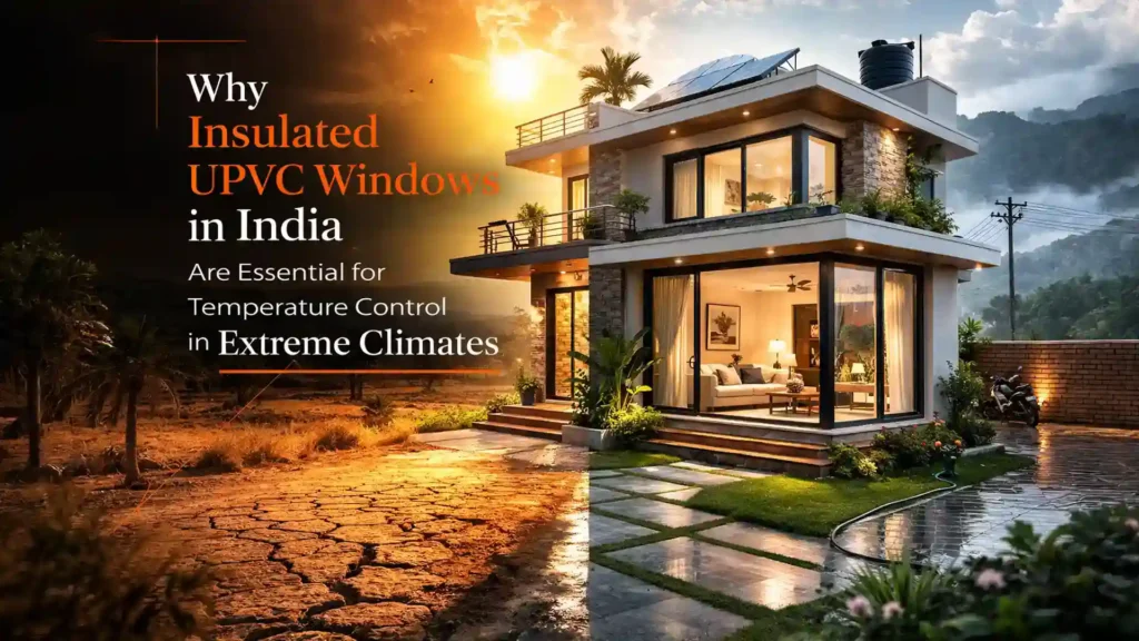 Modern home showcasing insulated uPVC windows in India designed for temperature control in extreme hot and cold climates