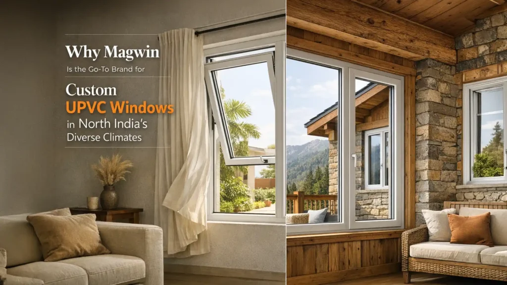 Modern home interior featuring custom uPVC windows in North India designed for varied climate conditions
