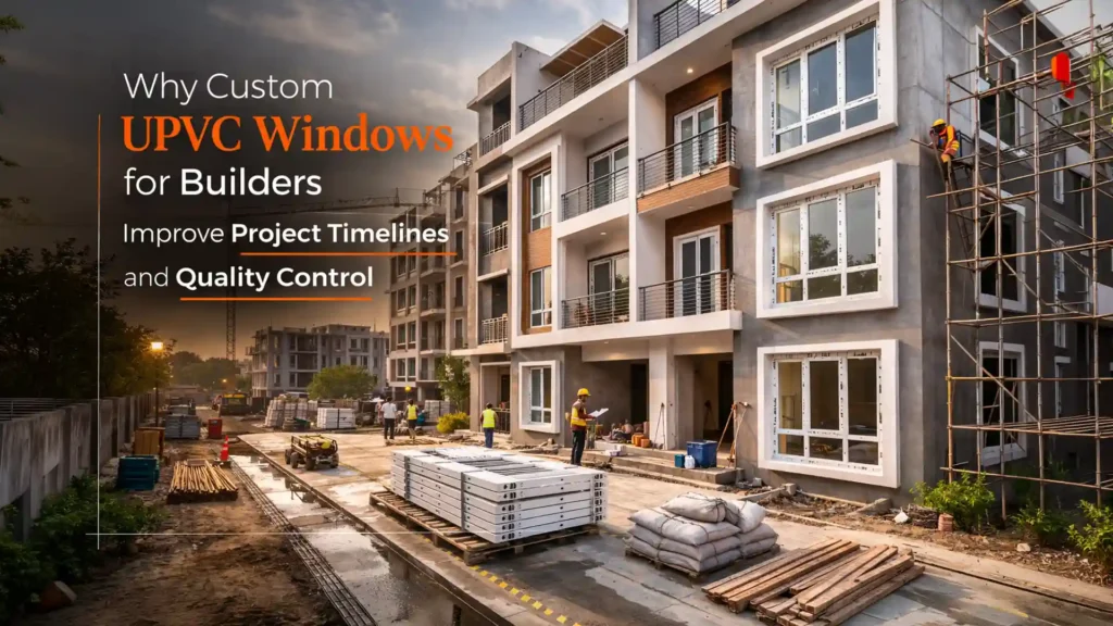 Construction site with newly installed windows highlighting Custom uPVC Windows for Builders in modern building projects