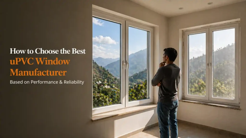 best uPVC window manufacturer in Uttarakhand showcasing modern durable windows with scenic outdoor view and high performance design