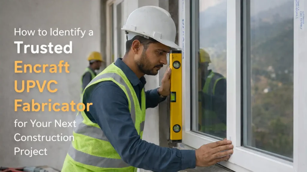 Encraft uPVC fabricator in Uttarakhand installing and checking window alignment for durable and precise fitting