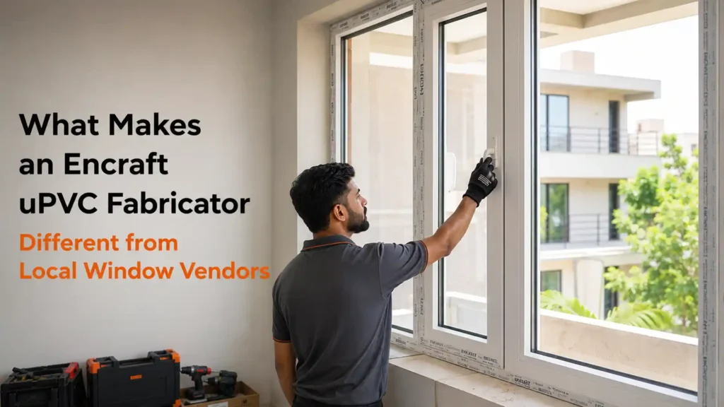 Authorized Encraft uPVC Fabricator installing precision-engineered uPVC windows with system-based fabrication, accurate fitting, and reliable performance