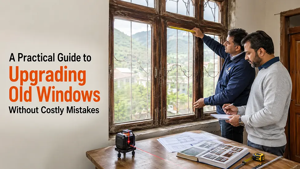Window replacement in Uttarakhand with professional measurement and planning for upgrading old windows in residential homes