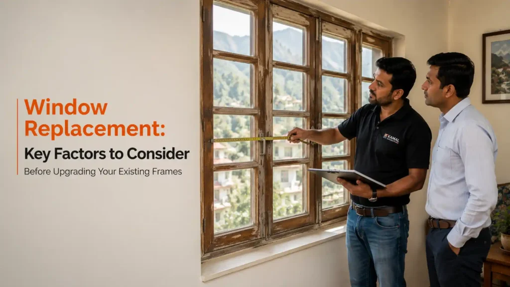 Window Replacement in Uttarakhand with expert assessment of existing wooden window frames, accurate measurements, and planning for improved performance and durability